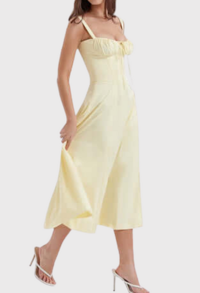 Fabiola - Robe Bustier Midi Avec Corsage Et Bretelles