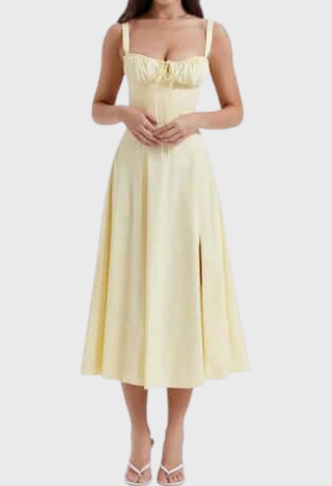 Fabiola - Robe Bustier Midi Avec Corsage Et Bretelles