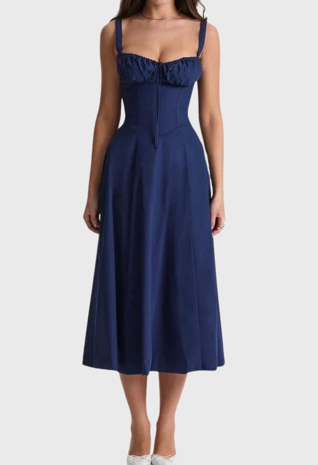 Fabiola - Robe Bustier Midi Avec Corsage Et Bretelles