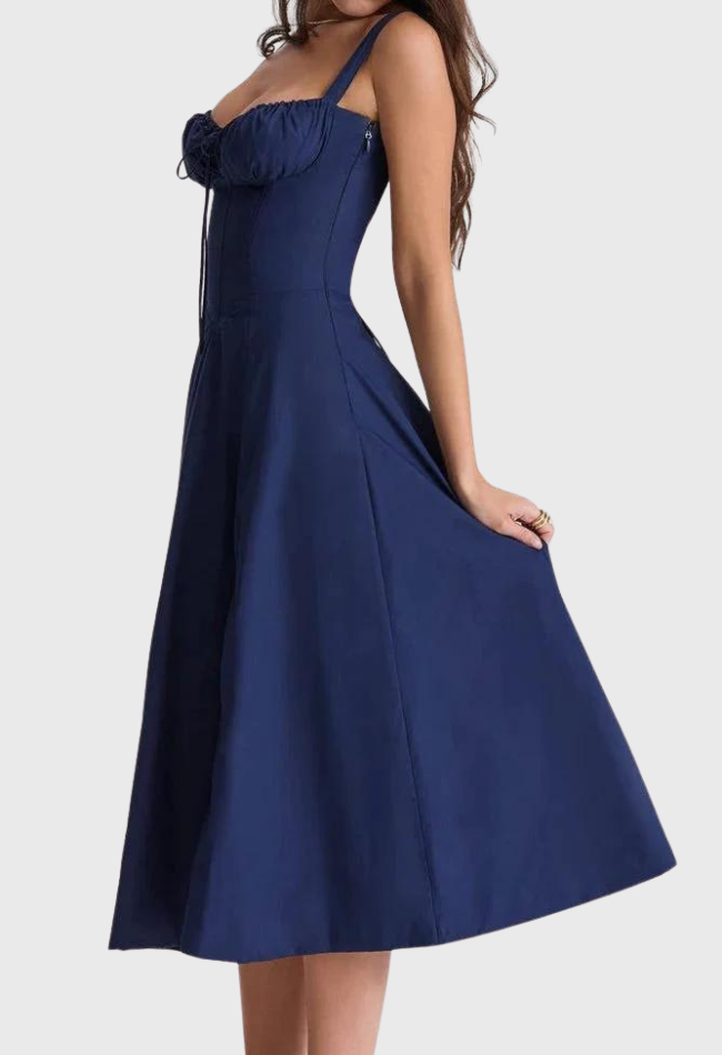 Fabiola - Robe Bustier Midi Avec Corsage Et Bretelles