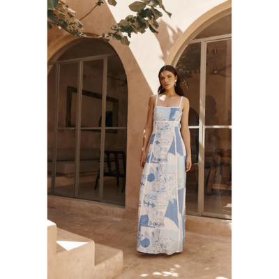 Robe d'invité de mariage imprimée pour femme | Maxi