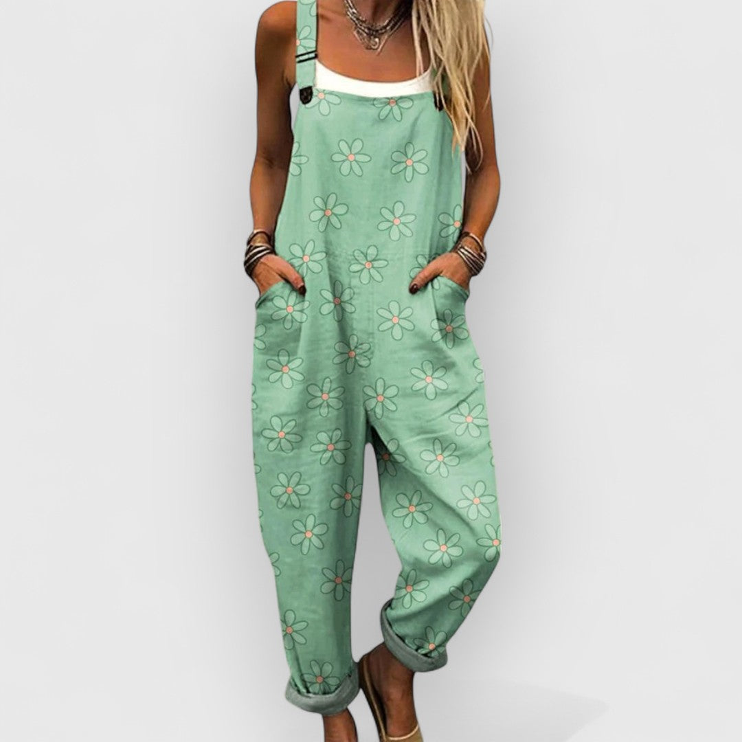 Maeva | Combinaison Vintage Fleurie à Jambes Larges pour Femme