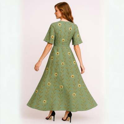 HELENA | Robe longue à demi-manches