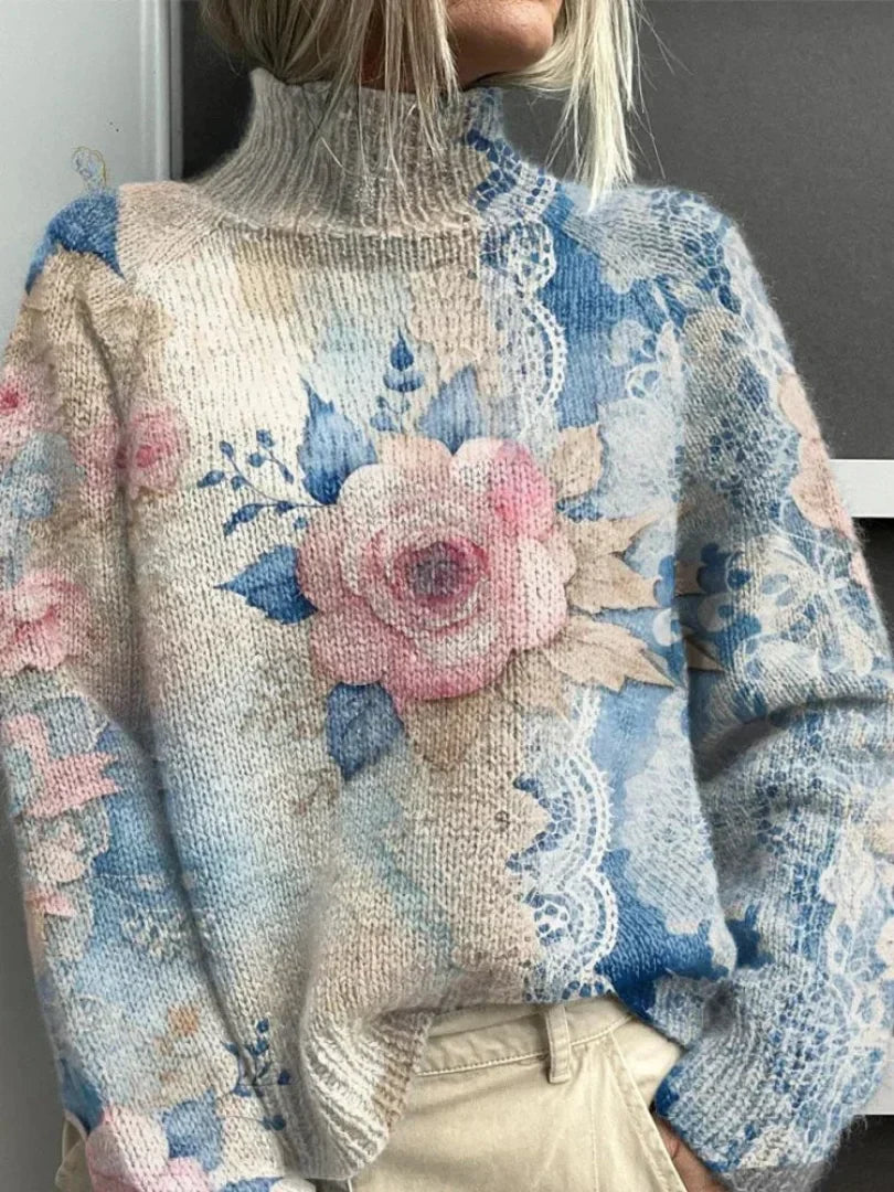 Roos - Pull à col roulé en dentelle