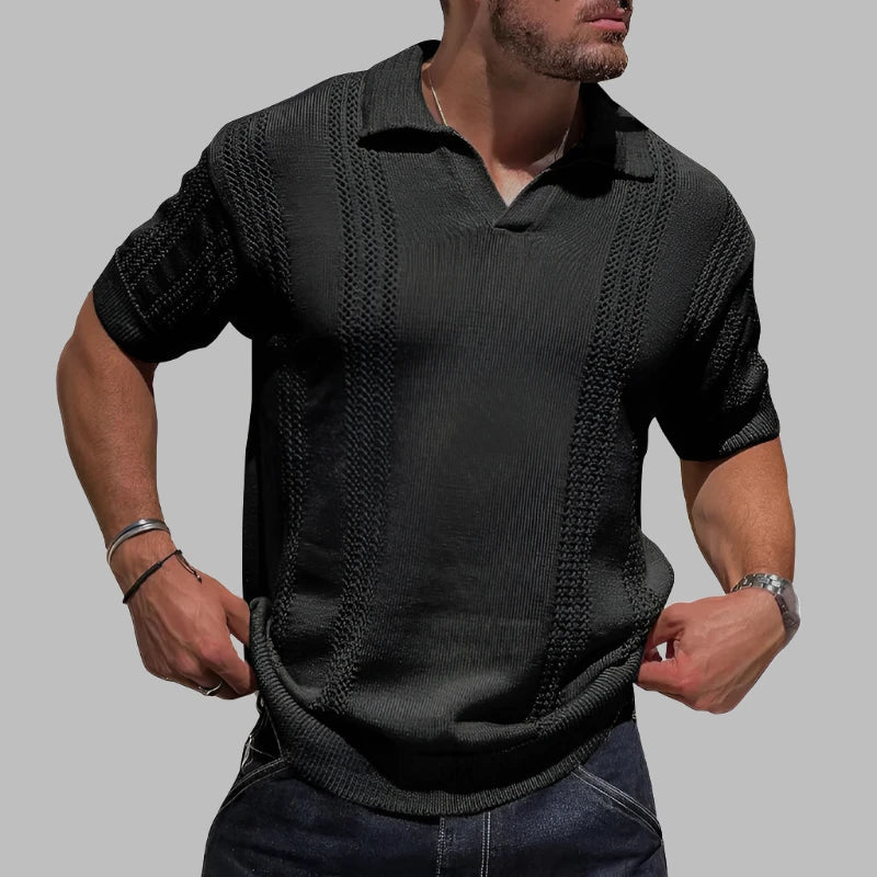 Polo homme – Coupe régulière – Maille douce – Texture torsadée – Manches courtes