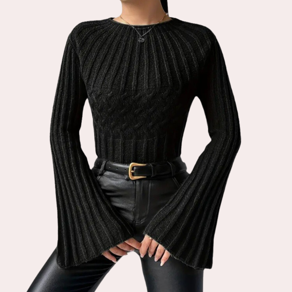 DENISE - Pull Classique à Manches Évasées pour Femme