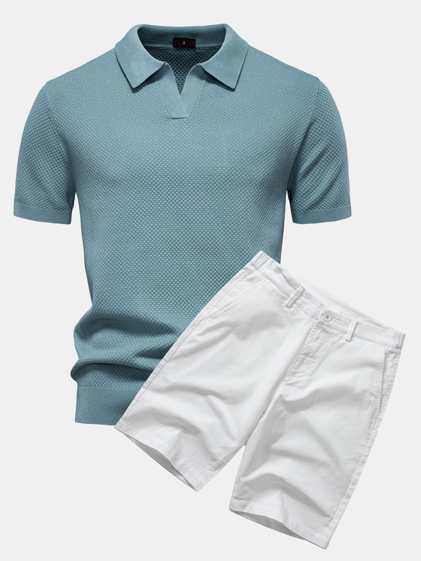 Ensemble Estival : Polo en Maille Texturée Ananas & Short Chino en Coton