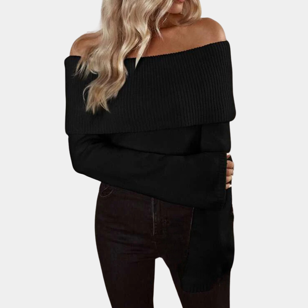 DELIA - Pull Décontracté à Épaules Dégagées pour Femmes