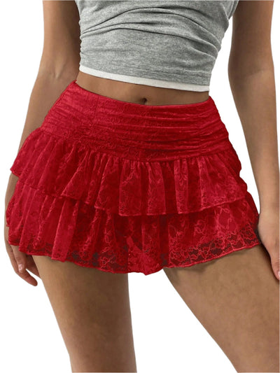 Minijupe à volants pour femmes avec ceinture large