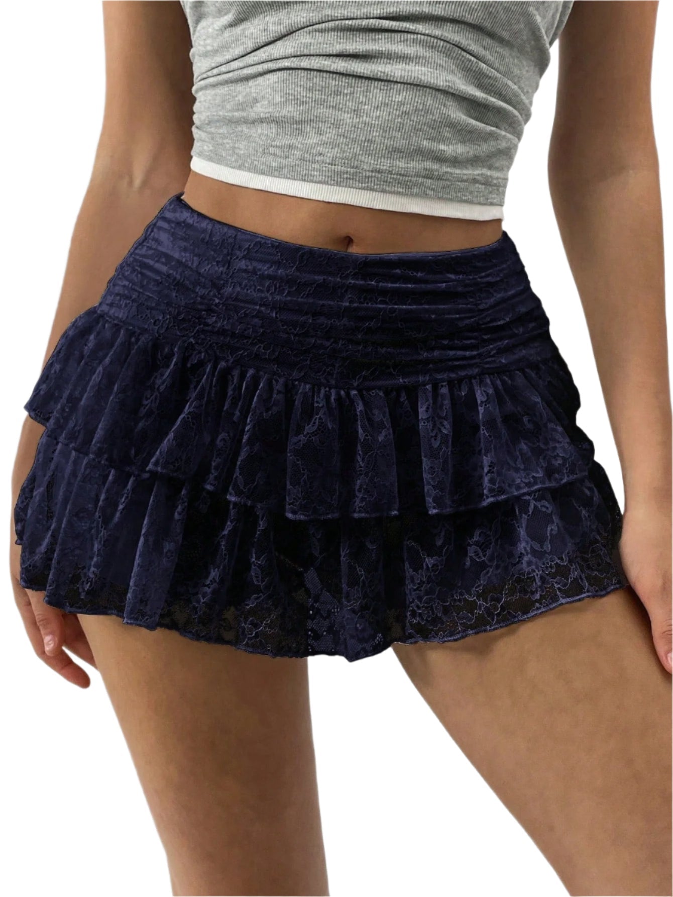 Minijupe à volants pour femmes avec ceinture large