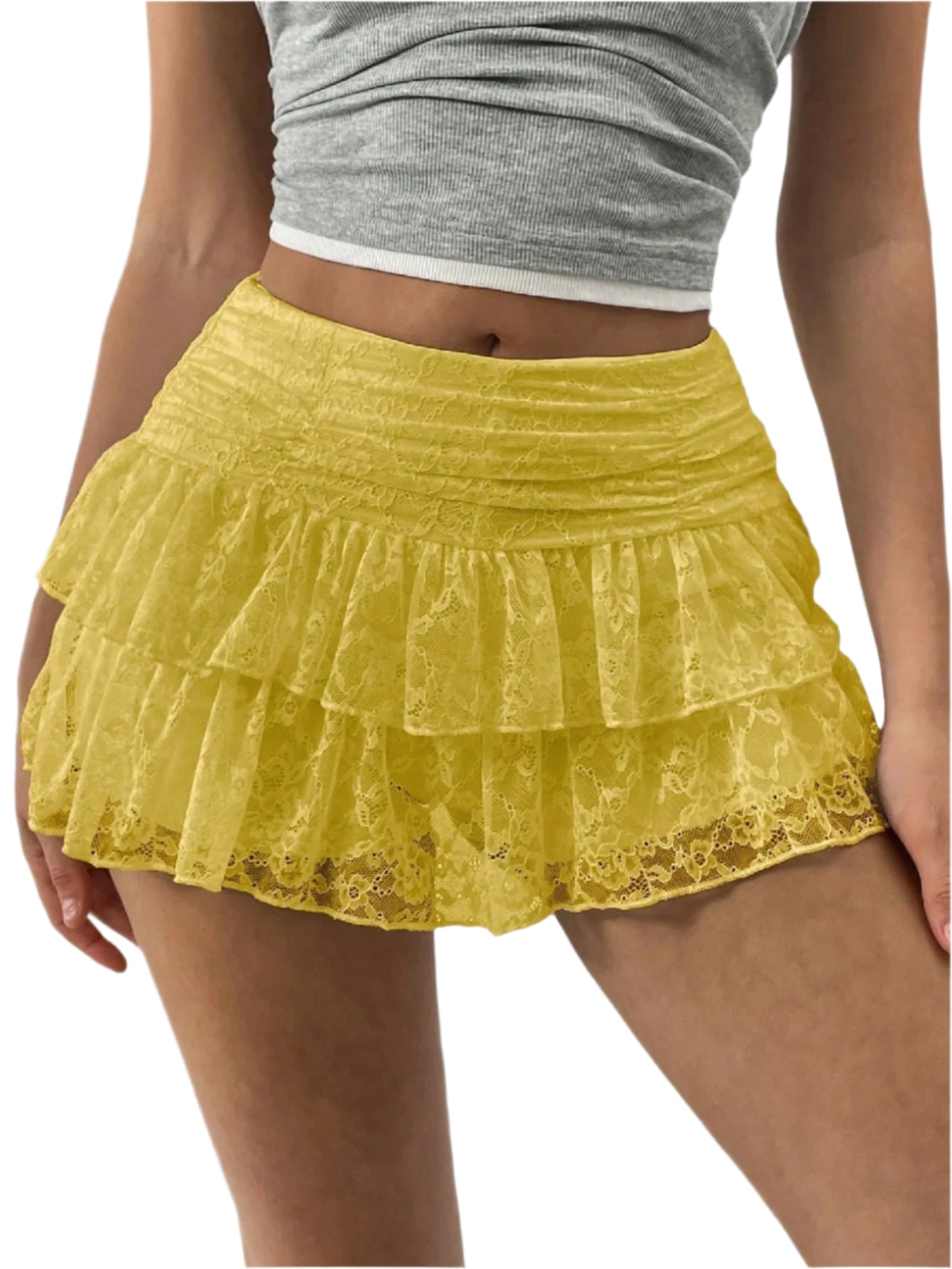 Minijupe à volants pour femmes avec ceinture large