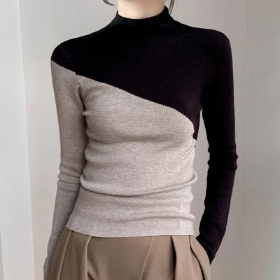 SENIA - Pull élégant en tricot à col montant pour femmes