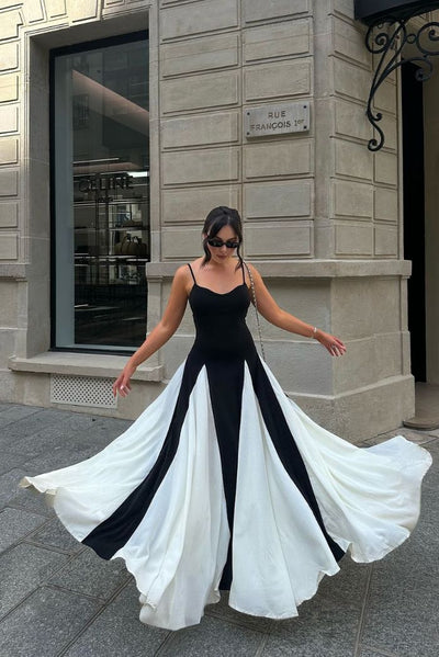 Eliana™ | Robe Longue Évasée Bicolore Élégante