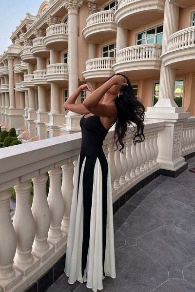 Eliana™ | Robe Longue Évasée Bicolore Élégante