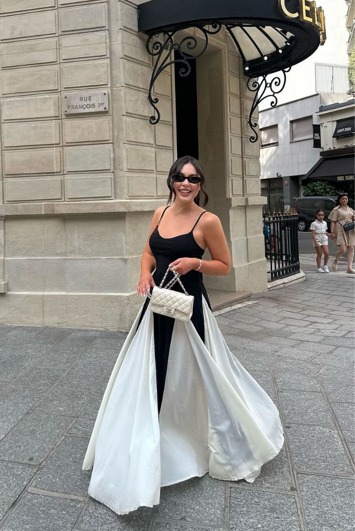 Eliana™ | Robe Longue Évasée Bicolore Élégante