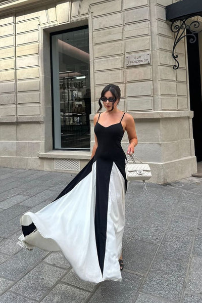 Eliana™ | Robe Longue Évasée Bicolore Élégante