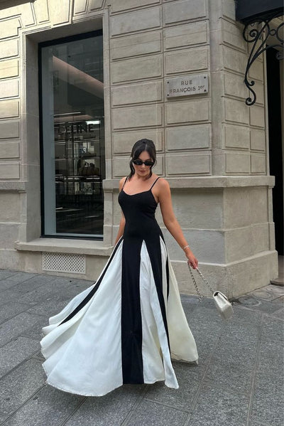Eliana™ | Robe Longue Évasée Bicolore Élégante