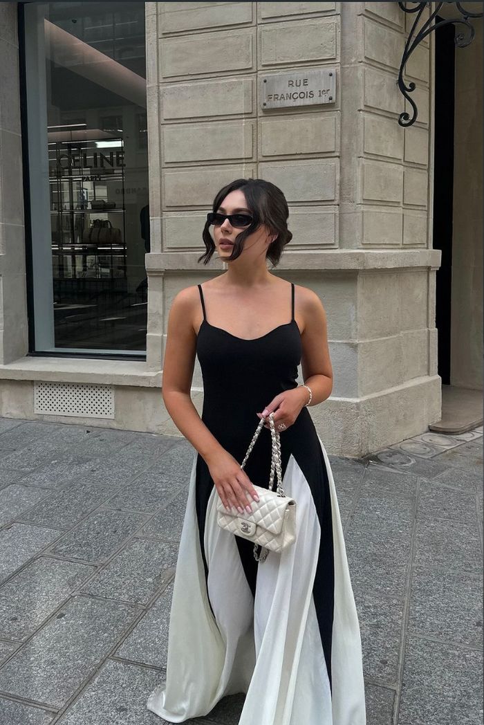 Eliana™ | Robe Longue Évasée Bicolore Élégante