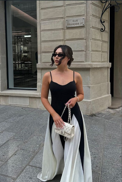Eliana™ | Robe Longue Évasée Bicolore Élégante