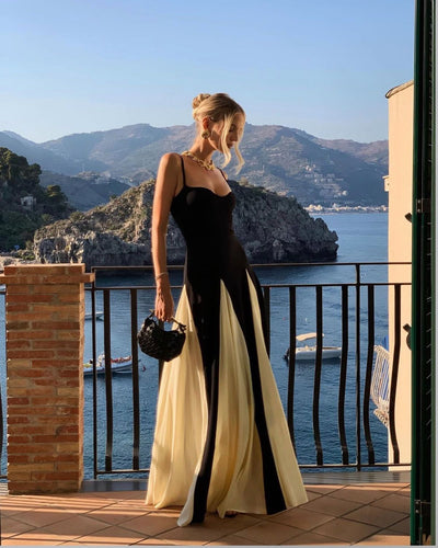 Eliana™ | Robe Longue Évasée Bicolore Élégante