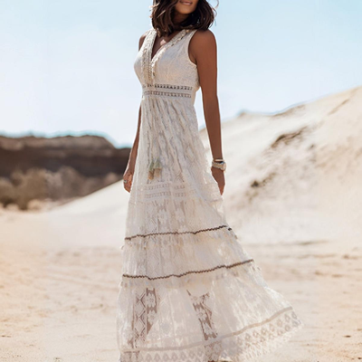 Morgane™ | Robe longue une rêverie estivale en dentelle