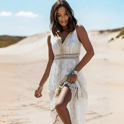 Morgane™ | Robe longue une rêverie estivale en dentelle