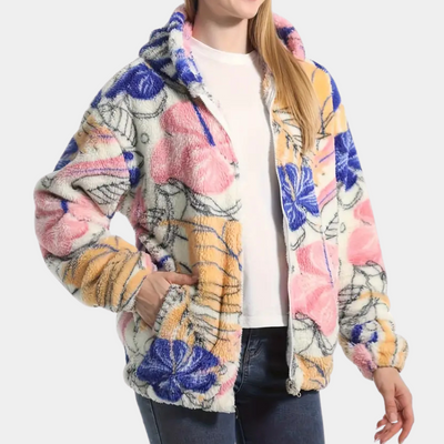 LOREEN - Veste à Capuche Épais avec Motif Fleuri pour Femmes