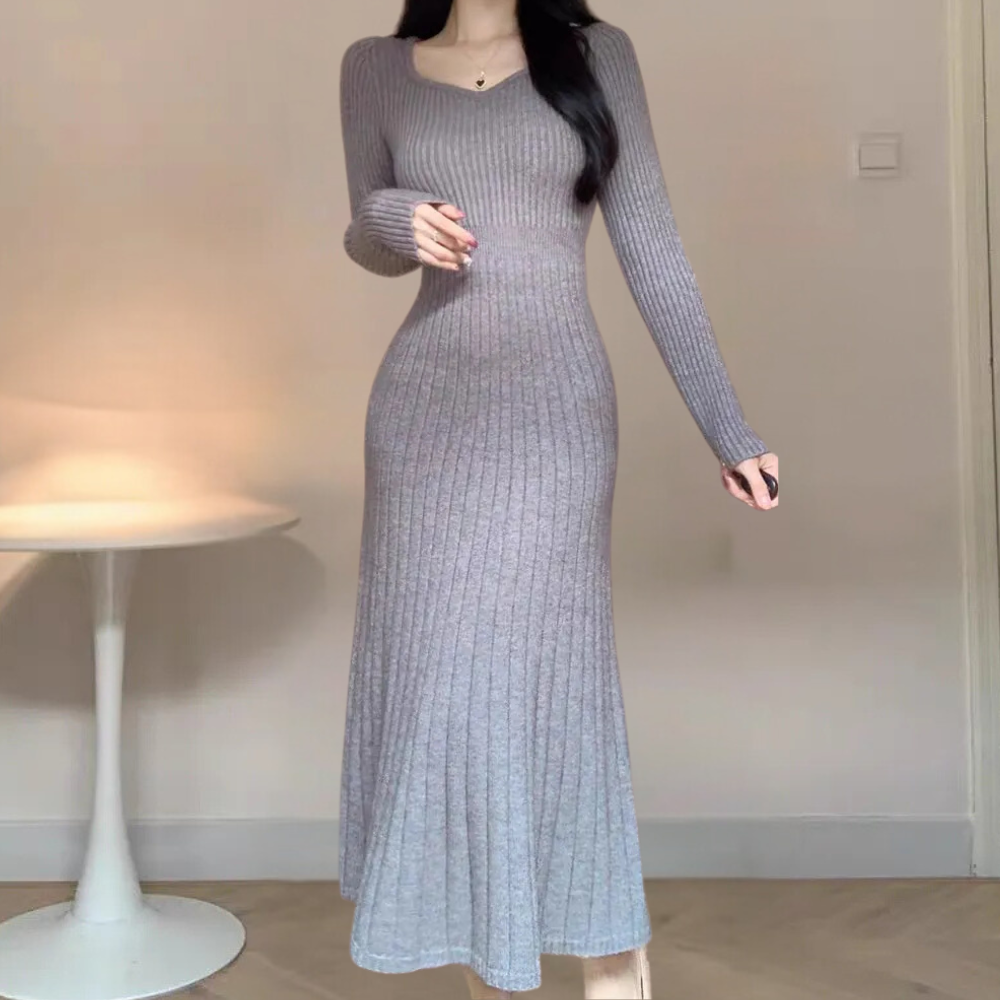 ELISA - Robe Longue Tricotée Élégante pour Femmes