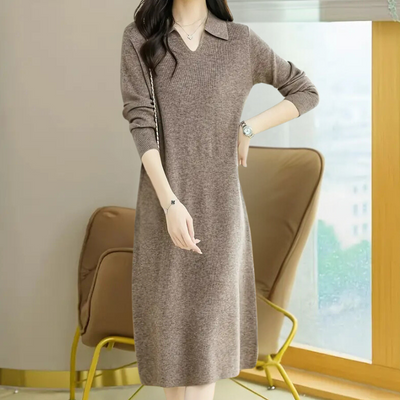LUSINE - Robe Midi Tricotée Élégante pour Femme