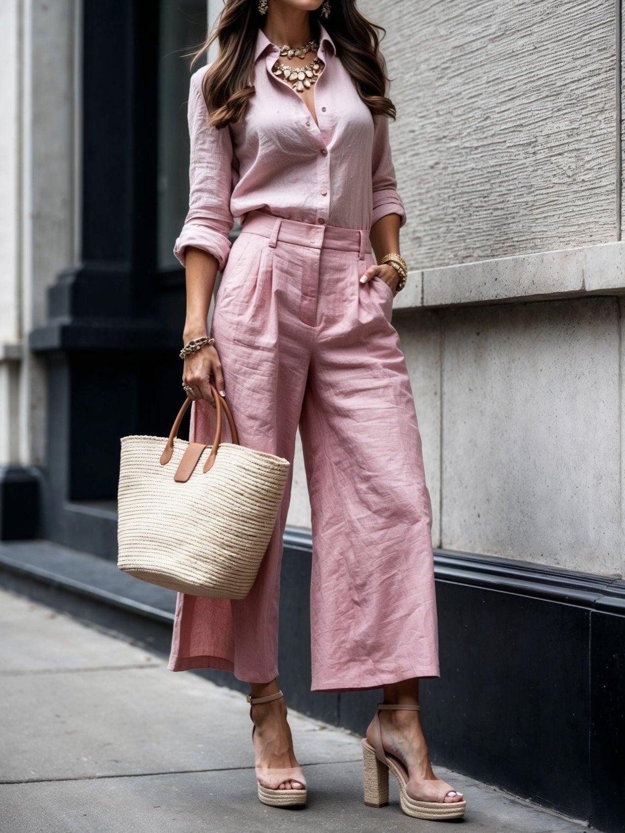 Ensemble pantalon capri et chemise ample