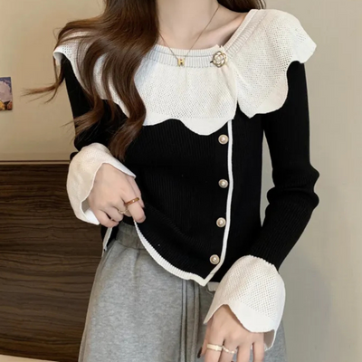 CHARNITA - Pull Élégant à Col pour Femme