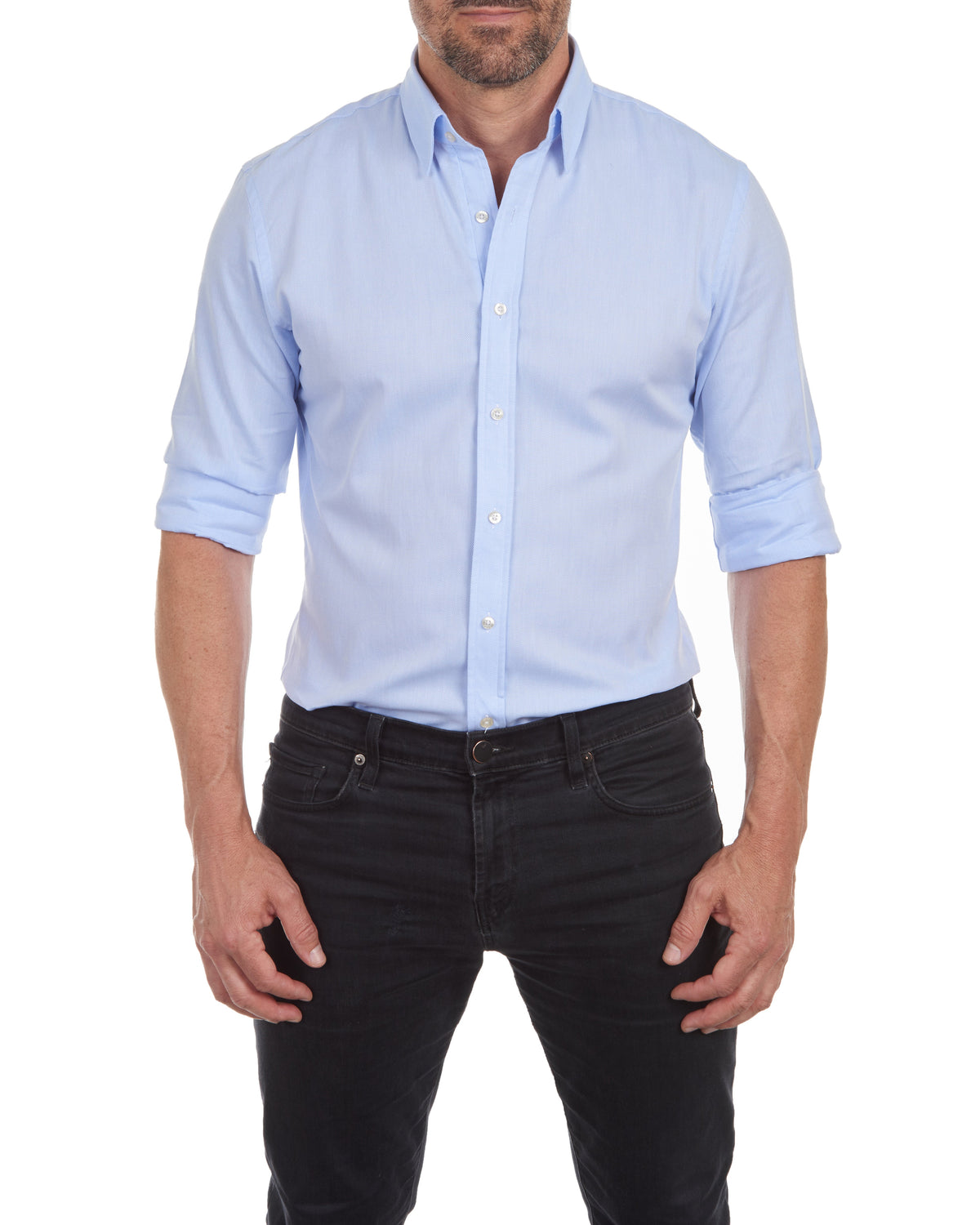 Chemise homme slim – matière respirante – col classique – manches ajustables