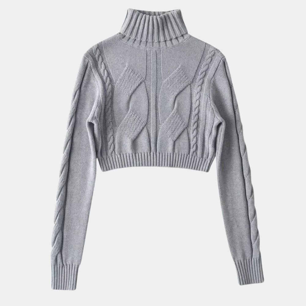 DONNA - Pull Écourté à Col Montant pour Femmes