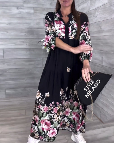 Robe Imprimé Fleuri Décontractée Manches Lanternes
