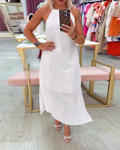 Robe Sans Manches Élégante Couleur Unie