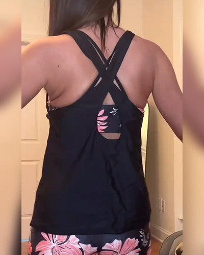 Maillot De Bain Slim Débardeur Imprimé Scindé Boxer