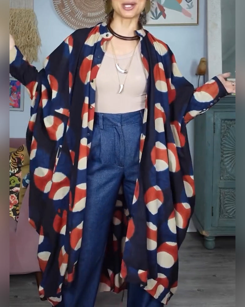 Robe Mode Ample Manche Chauve-Souris Imprimée