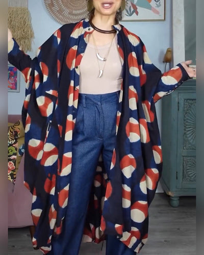 Robe Mode Ample Manche Chauve-Souris Imprimée