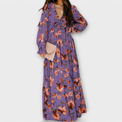 Elle | Robe Maxi V-Coupée Fleurie
