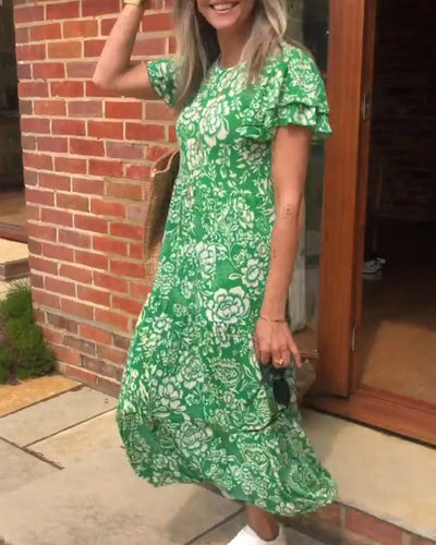 Zaar| Robe longue à manches courtes avec motif floral