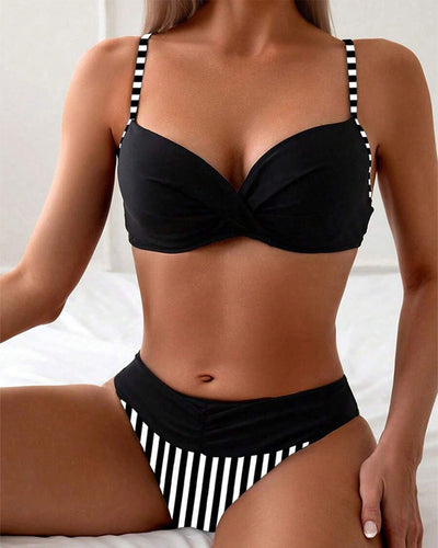Bikini Sexy Rayé Contraste Triangle