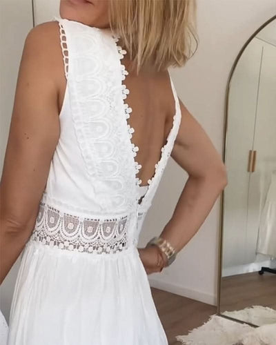Morgane™ | Élégante robe en dentelle à encolure en V