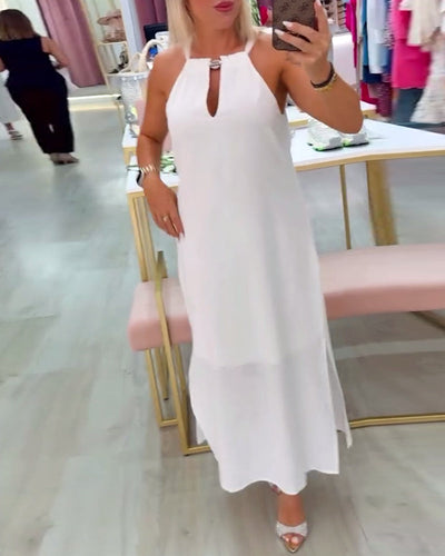 Robe Sans Manches Élégante Couleur Unie