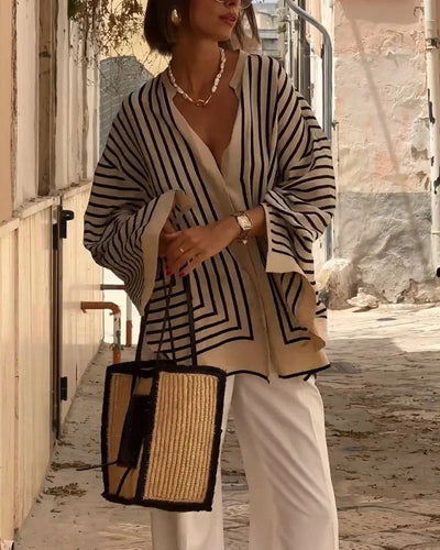 Chemise décontractée à rayures fendues
