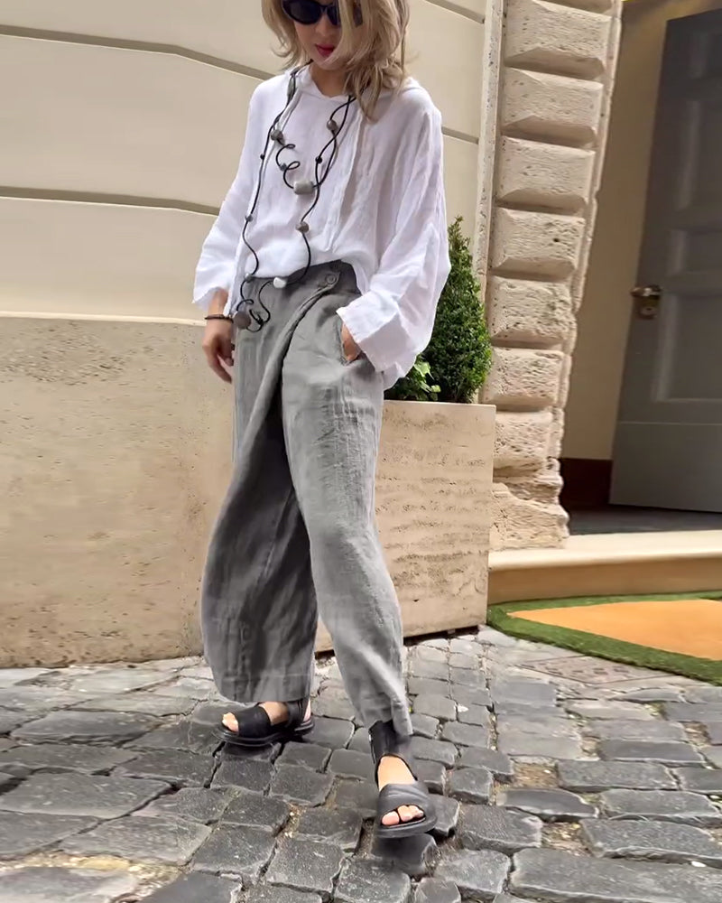 Pantalon Mode Urbaine Décontracté Jambe Large