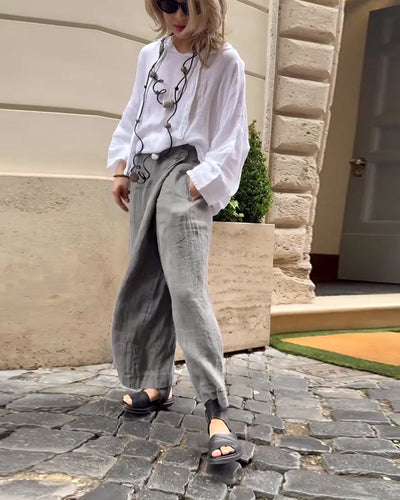 Pantalon Mode Urbaine Décontracté Jambe Large