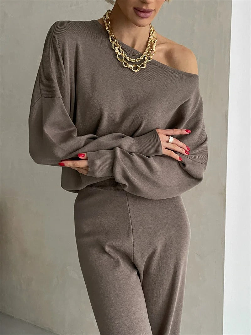 Ella™ - Ensemble de tricot d'hiver élégant en monochrome