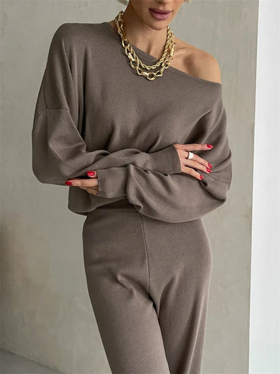 Ella™ - Ensemble de tricot d'hiver élégant en monochrome