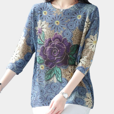 JULIE - Pull Fleuri Décontracté pour Femmes