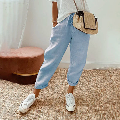 Sophie™ | Pantalon Décontracté en Lin Doux